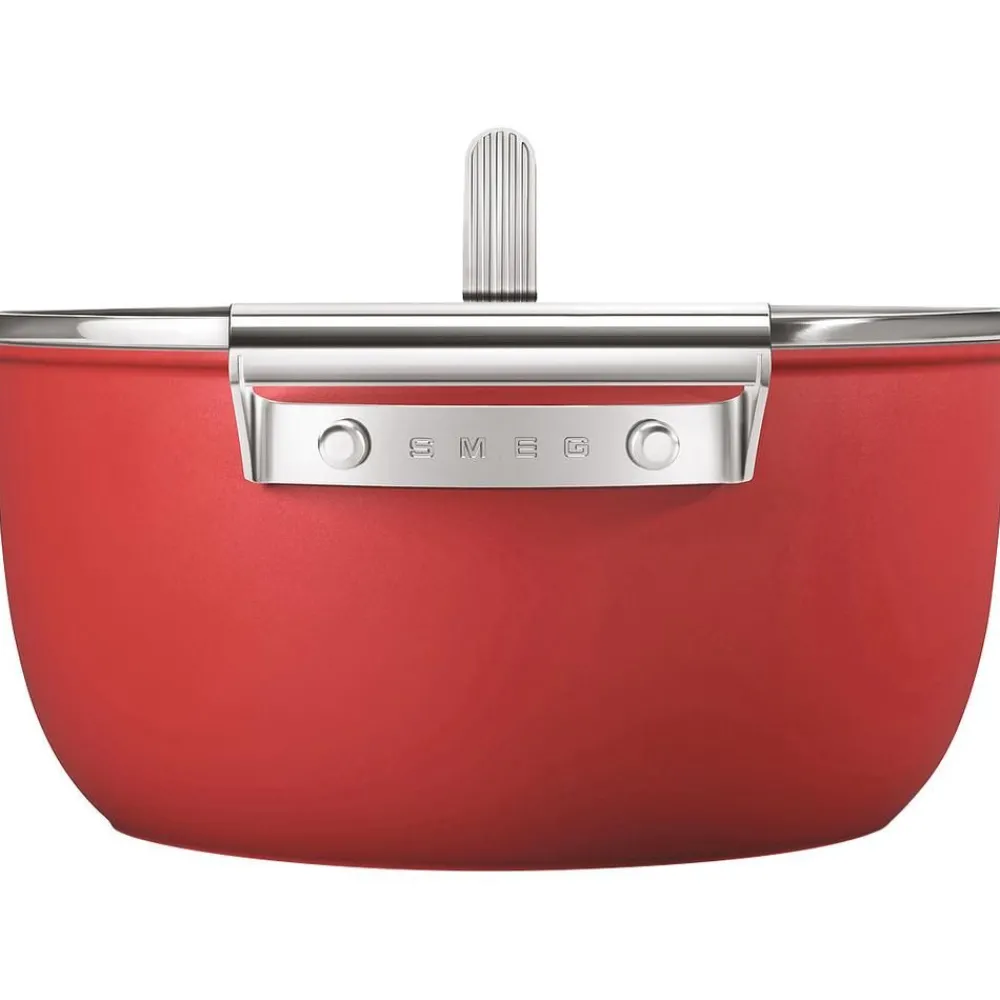 Smeg Garnki>Garnek Z Powloka Zapobiegajaca Przywieraniu Z Pokrywka 50'S Style