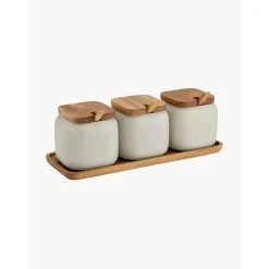 Ladelle Przechowywanie W Kuchni>Komplet Pojemnikow Do Przechowywania Z Porcelany I Drewna Akacjowego Essentials, 7 Elem.