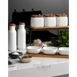 Ladelle Przechowywanie W Kuchni>Komplet Pojemnikow Do Przechowywania Z Porcelany I Drewna Akacjowego Essentials, 7 Elem.