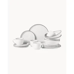 Broste Copenhagen Kolekcje Naczyń>Komplet Recznie Wykonanych Naczyń Sniadaniowych Z Porcelany Salt, Dla 4 Osob (16 Elem.)