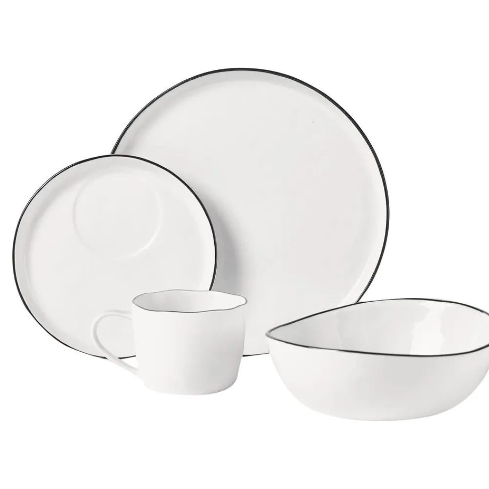 Broste Copenhagen Kolekcje Naczyń>Komplet Recznie Wykonanych Naczyń Sniadaniowych Z Porcelany Salt, Dla 4 Osob (16 Elem.)