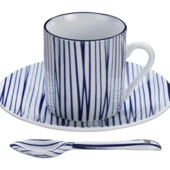 Tokyo Design Studio Filiżanki I Kubki>Komplet Recznie Wykonanych Kubkow Z Porcelany Ze Spodkiem I Lyzeczka Nippon, Dla 4 Osob (12 Elem.)