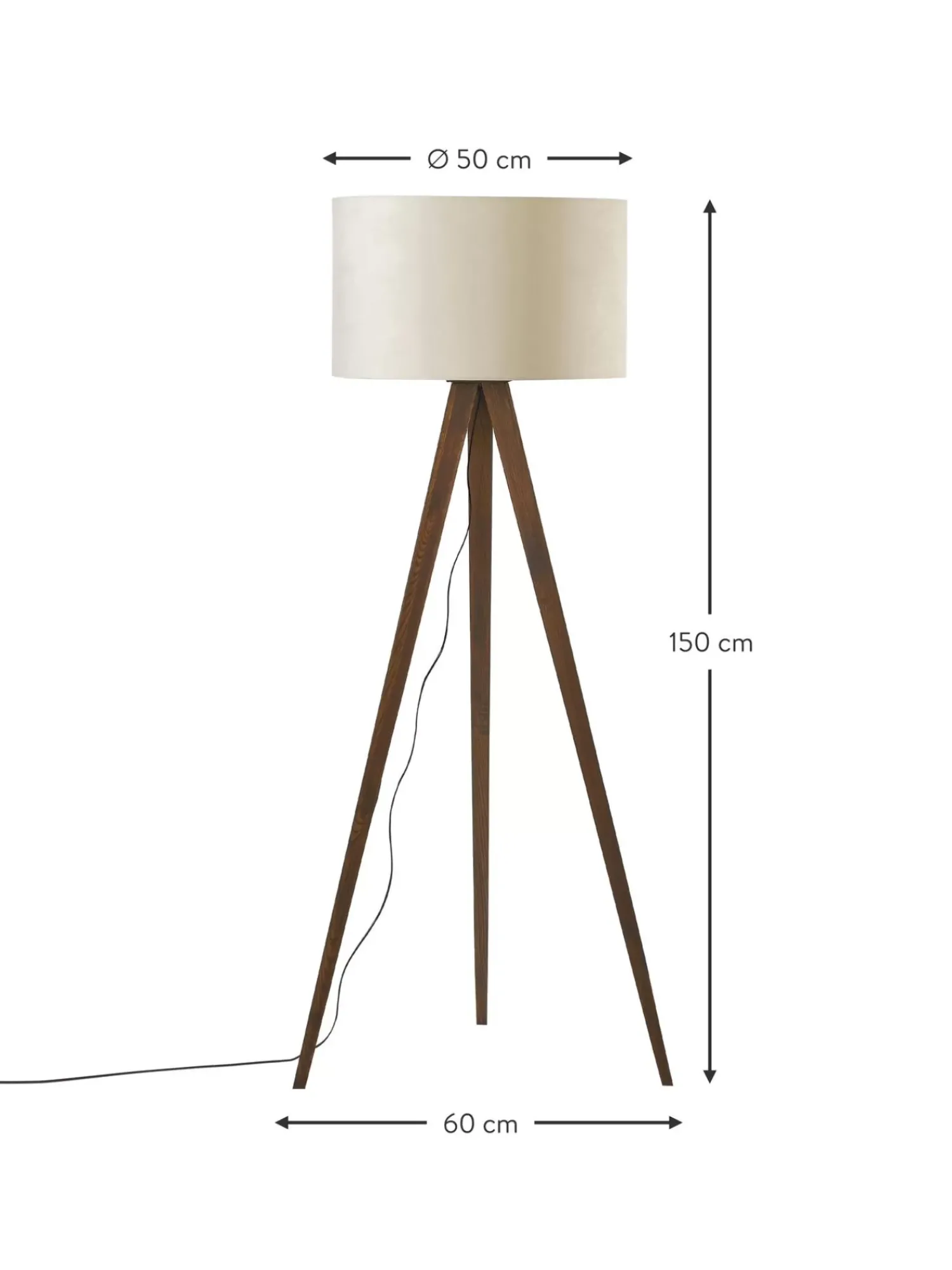 Discount Lampa Podlogowa Trojnog Z Litego Drewna W Stylu Scandi Jake Lampy Na Trójnogu