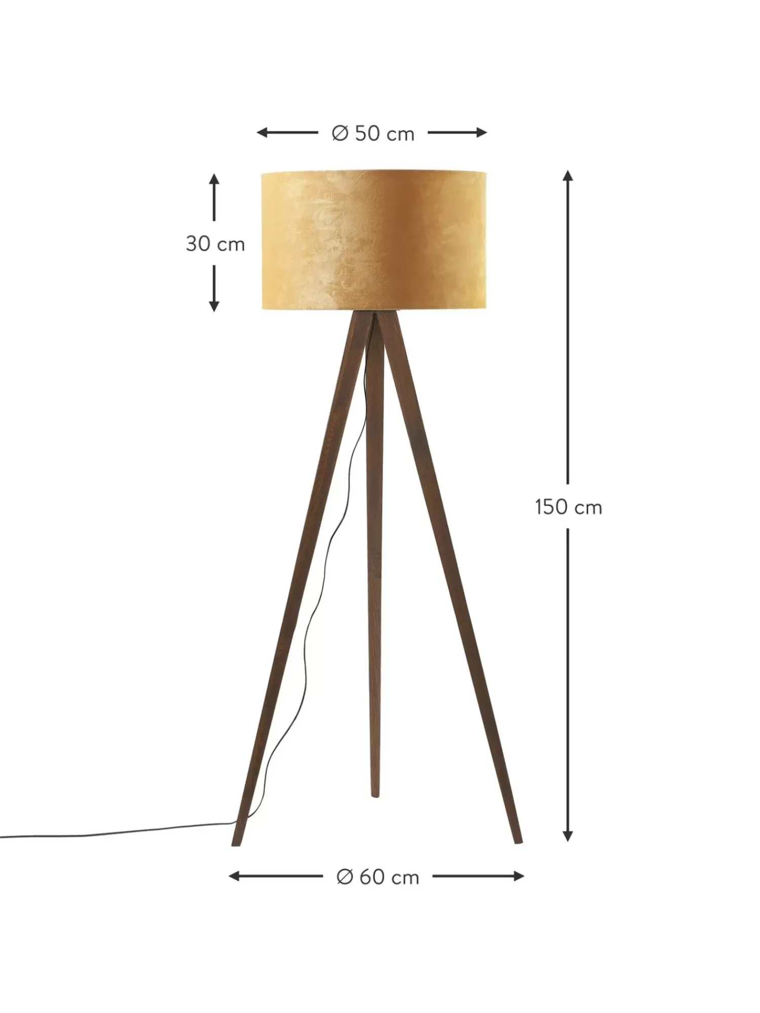 Hot Lampa Podlogowa Trojnog Z Litego Drewna W Stylu Scandi Jake Lampy Na Trójnogu