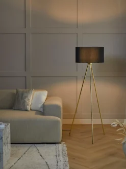 Best Lampa Podlogowa Trojnog Z Kloszem Z Tkaniny Cella Lampy Na Trójnogu