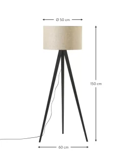 Hot Lampa Podlogowa Trojnog Z Litego Drewna W Stylu Scandi Jake Lampy Na Trójnogu