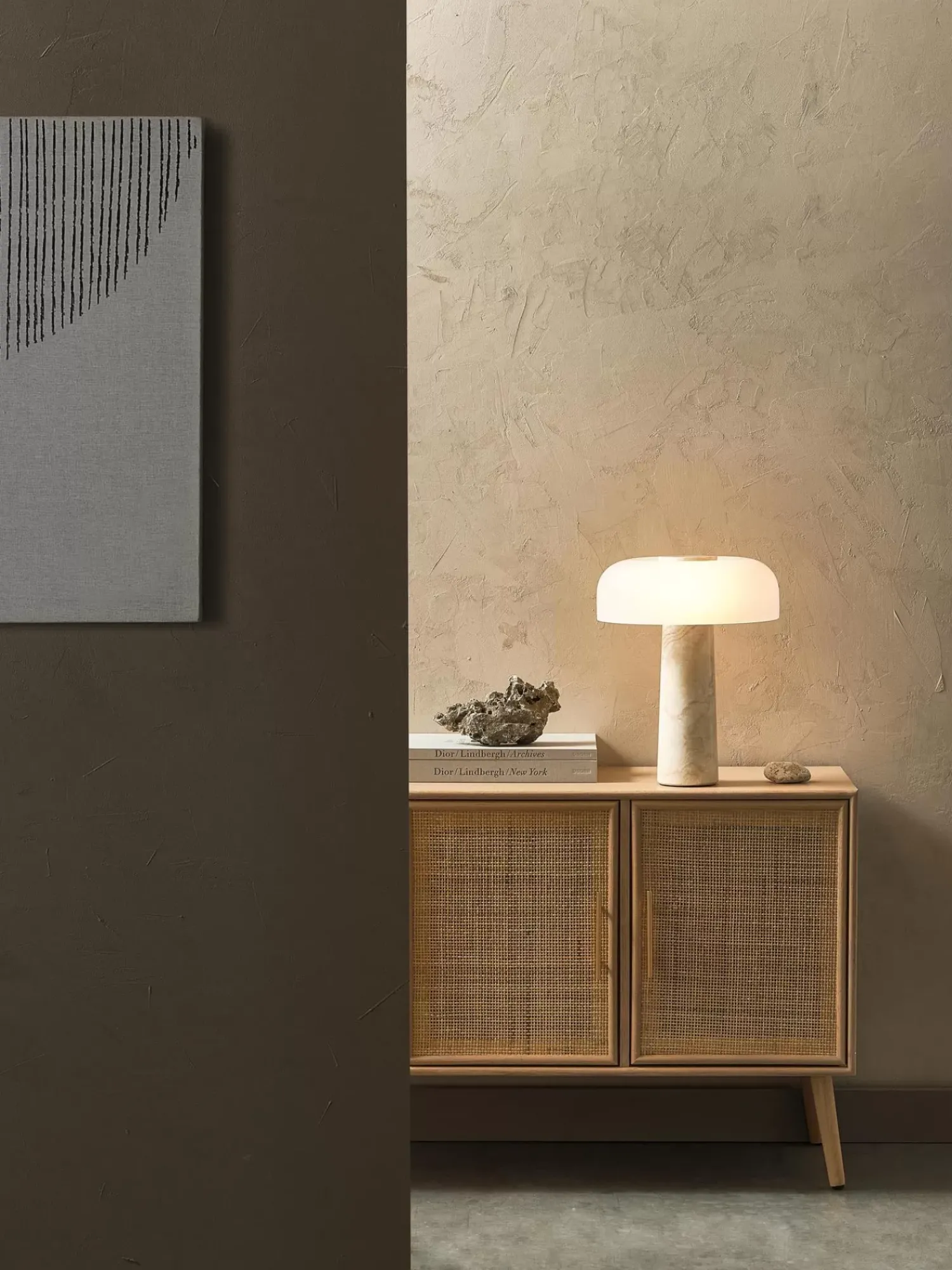 Best Sale Lampa Stołowa Z Trawertynowa Podstawa Carla Lampki Nocne