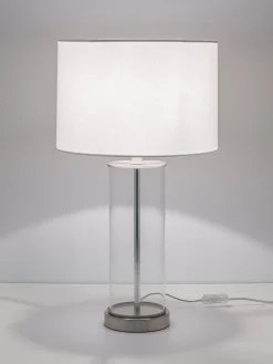 Flash Sale Lampa Stołowa Ze Szkla I Lnu Abigail Lampki Nocne