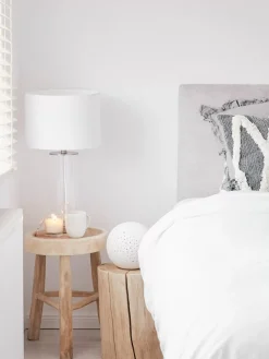 Flash Sale Lampa Stołowa Ze Szkla I Lnu Abigail Lampki Nocne