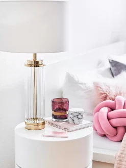 New Lampa Stołowa Ze Szklana Podstawa W Stylu Glam Gabor Lampki Nocne