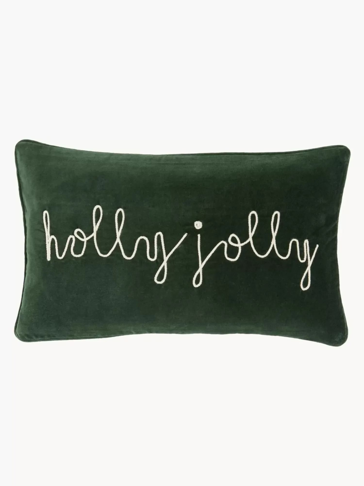 Cheap Poszewka Na Poduszke Z Aksamitu Z Haftem I Lamowka Holly Jolly Poduszki Dekoracyjne