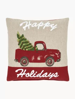 Discount Poszewka Na Poduszke Z Haftem Happy Holidays Poduszki Dekoracyjne