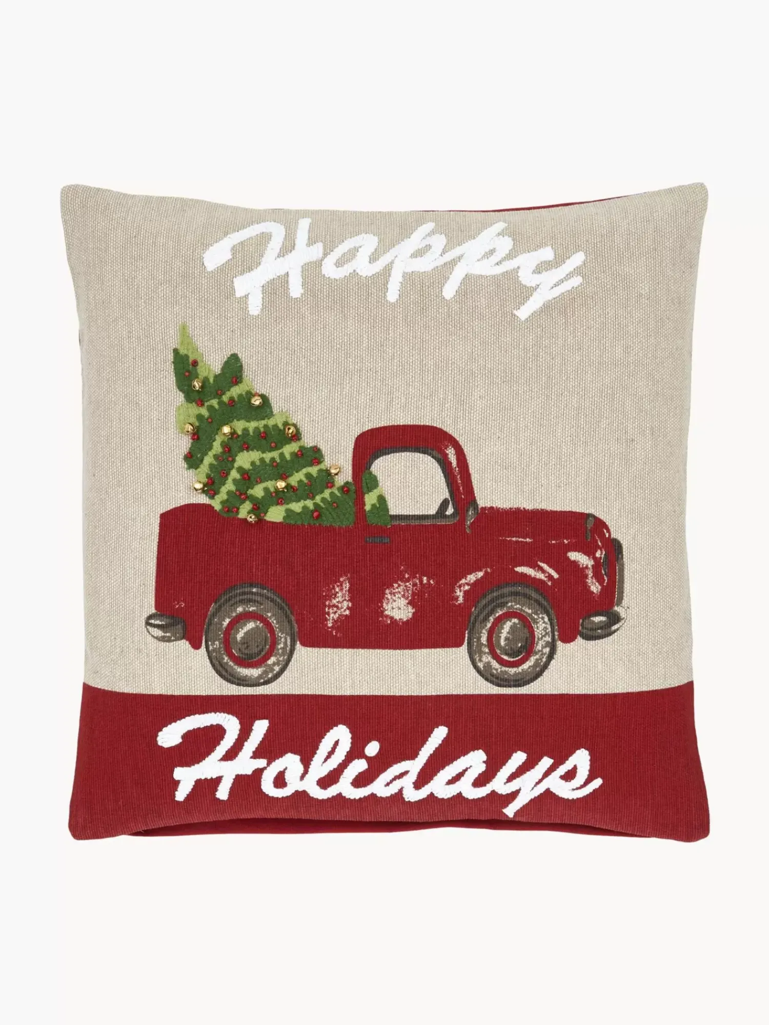 Discount Poszewka Na Poduszke Z Haftem Happy Holidays Poduszki Dekoracyjne