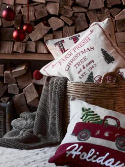 Discount Poszewka Na Poduszke Z Haftem Happy Holidays Poduszki Dekoracyjne