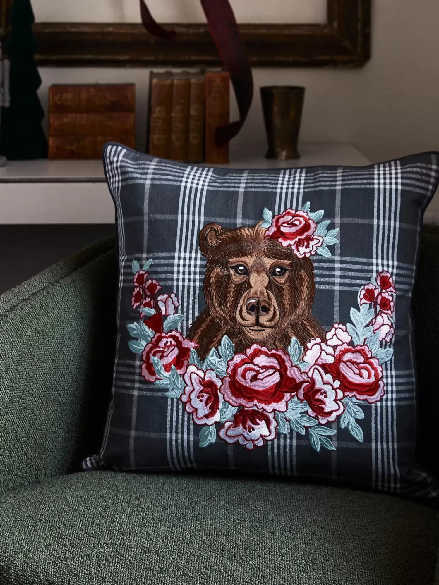 Best Poszewka Na Poduszke Z Haftem Bear Poduszki Dekoracyjne