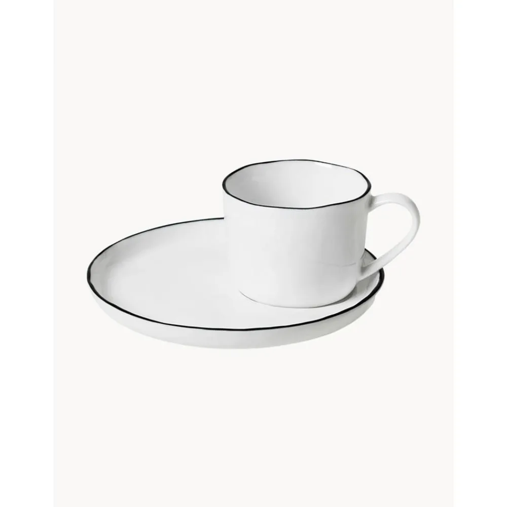 Broste Copenhagen Kolekcje Naczyń>Recznie Wykonana Filizanka Do Espresso Z Porcelany Ze Spodkiem Salt