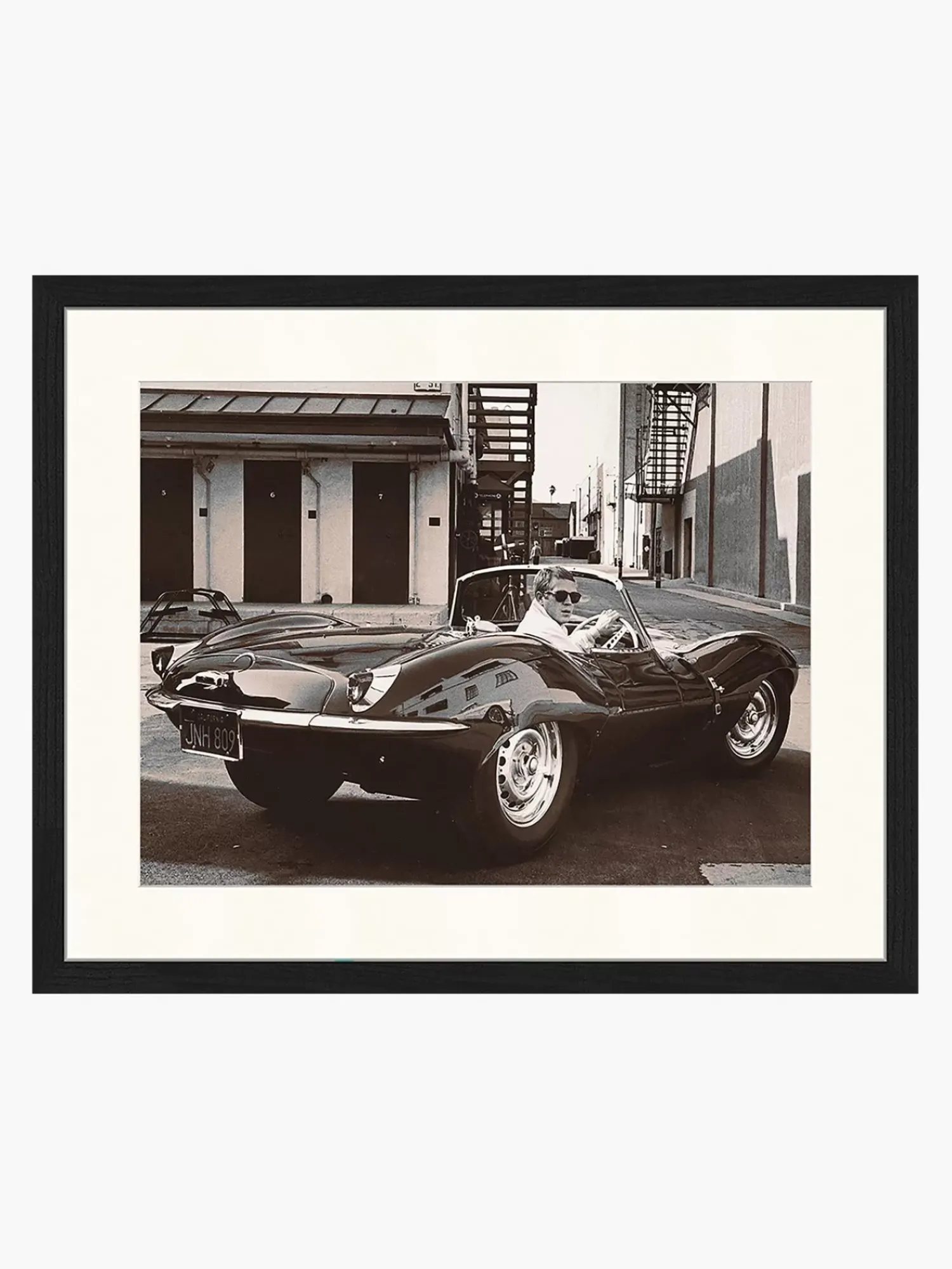 Outlet Recznie Wykonany Oprawiony Druk Cyfrowy Steve Mcqueen In His Jaguar Obrazy I Grafiki